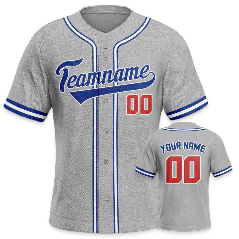 Custom Gray Royal Red-White Authentic Baseball Jersey