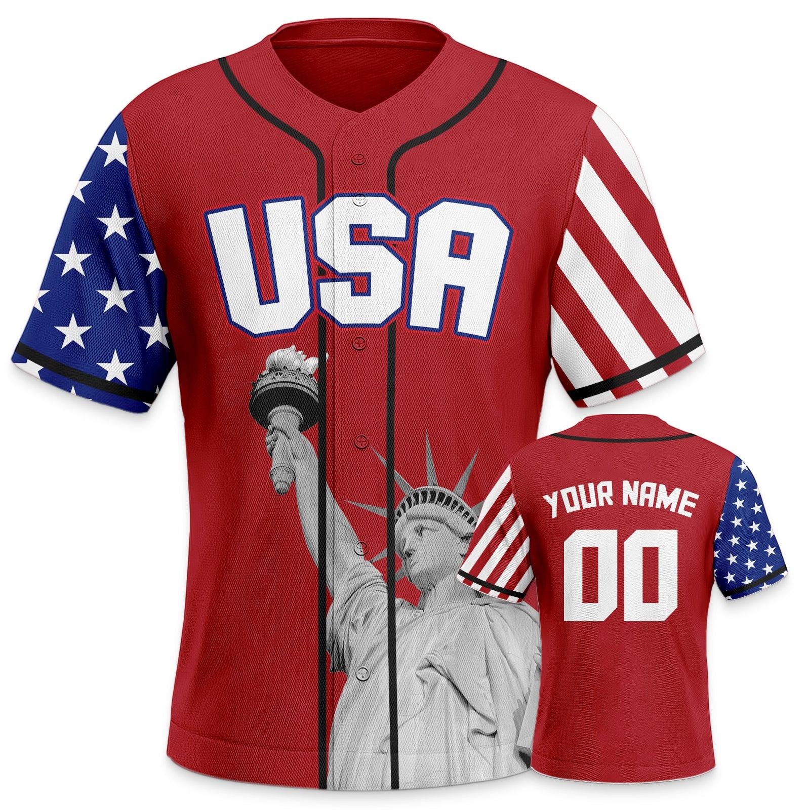 Red Statue of Liberty Baseball Uniform