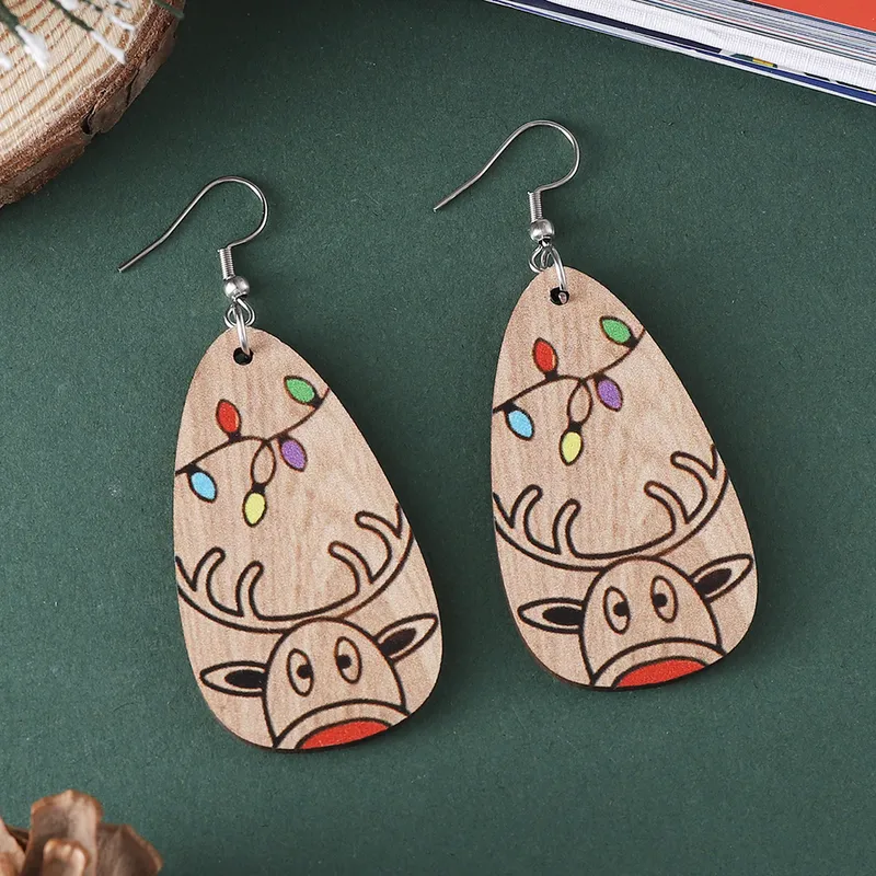 Christmas Reindeer Wood Earrings