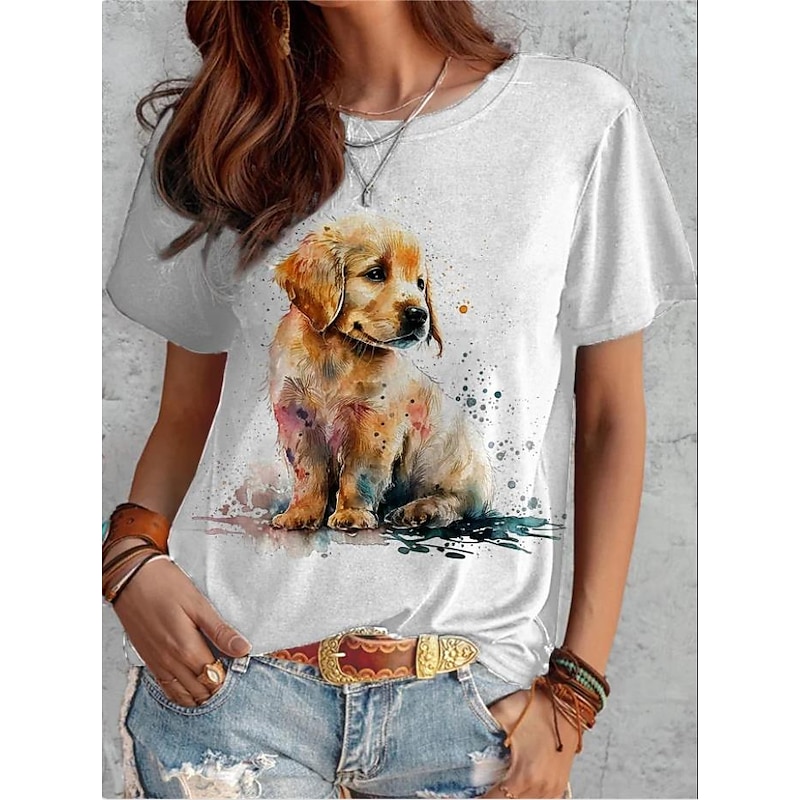 Dog Print Fashion Short Sleeve Tee