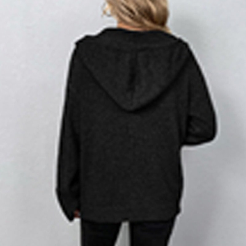 Hooded Button Crochet Knit Cardigan Black & White Holiday Style