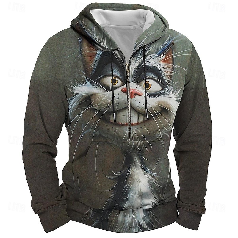 Animal Graphic 3D Zip Hoodie