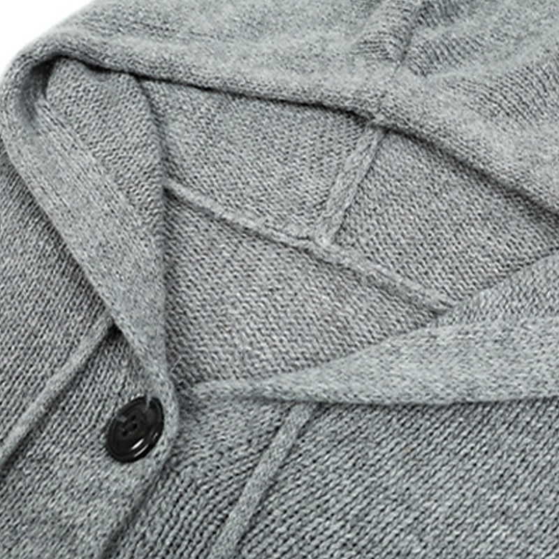 Hooded Button Crochet Knit Cardigan Black & White Holiday Style