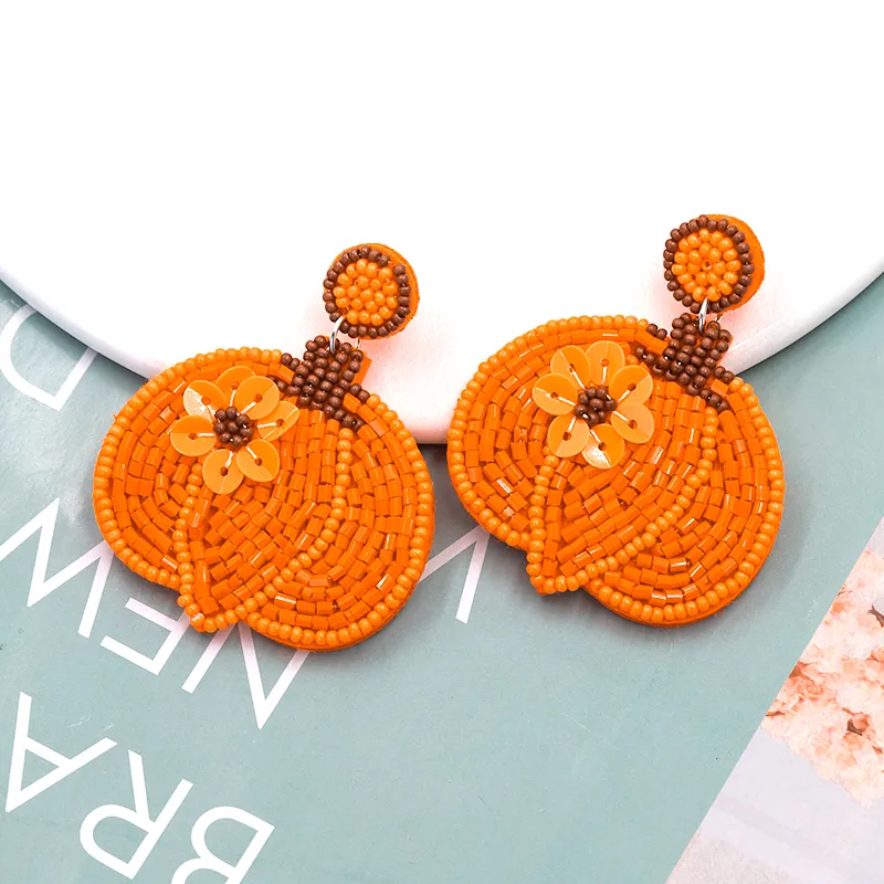 Pumpkin Seed Bead Drop Earrings