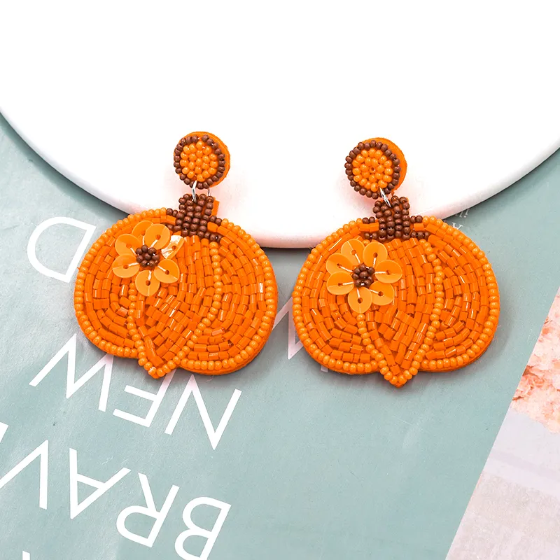 Pumpkin Seed Bead Drop Earrings