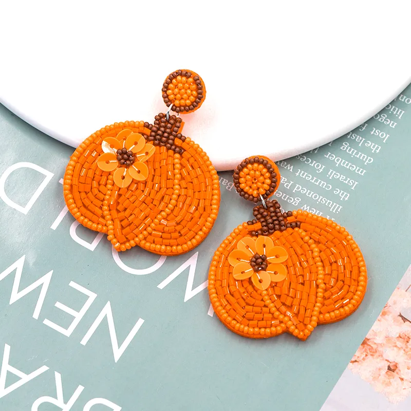 Pumpkin Seed Bead Drop Earrings