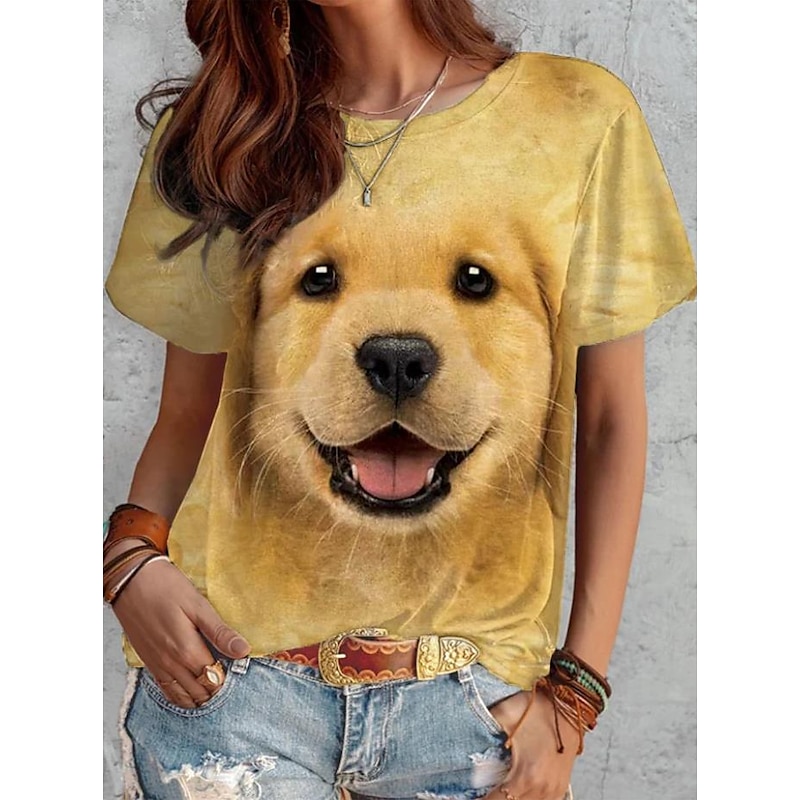 Dog Print Fashion Short Sleeve Tee