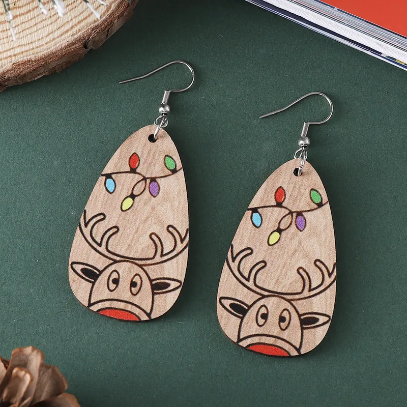 Christmas Reindeer Wood Earrings