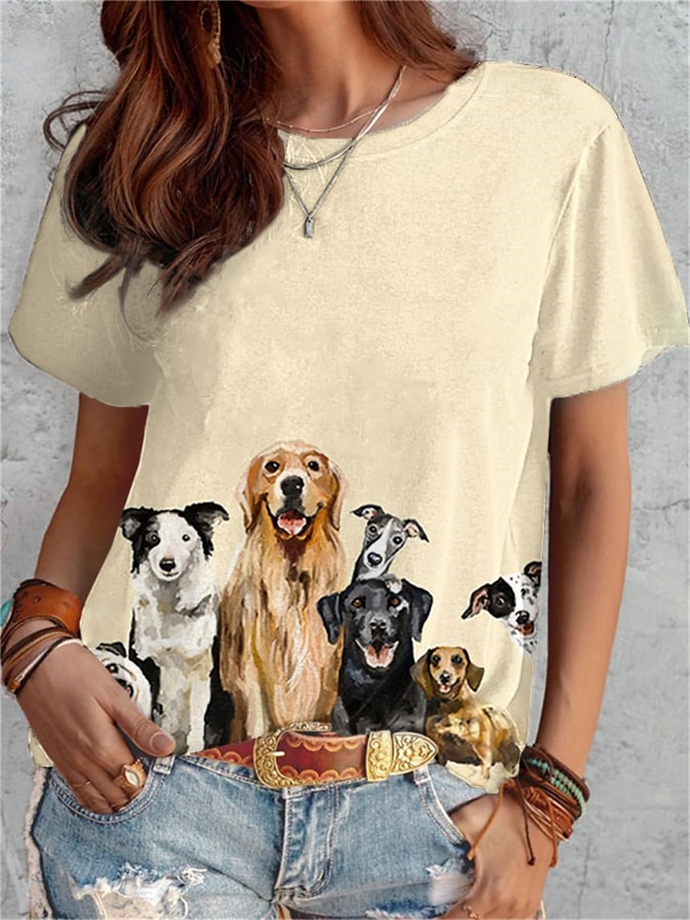 Dog Print Fashion Short Sleeve Tee