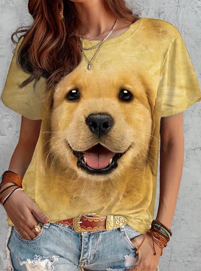 Dog Print Fashion Short Sleeve Tee