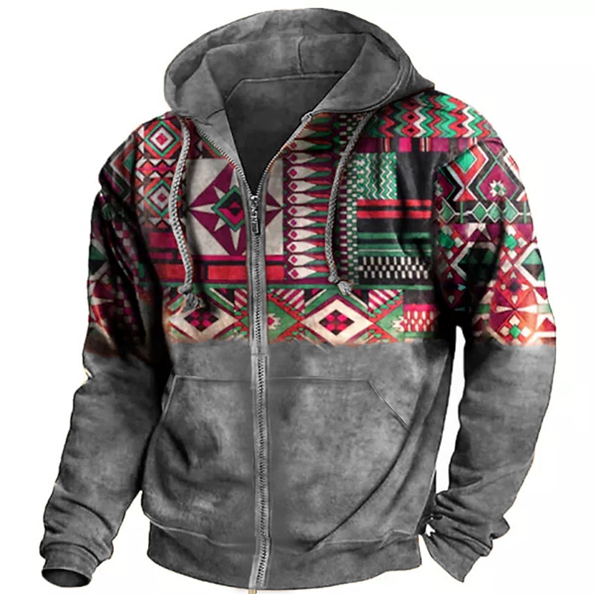 Geometric Graphic Full Zip Hoodie