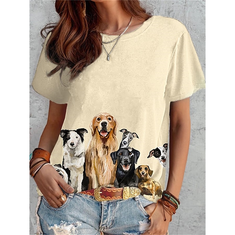 Dog Print Fashion Short Sleeve Tee