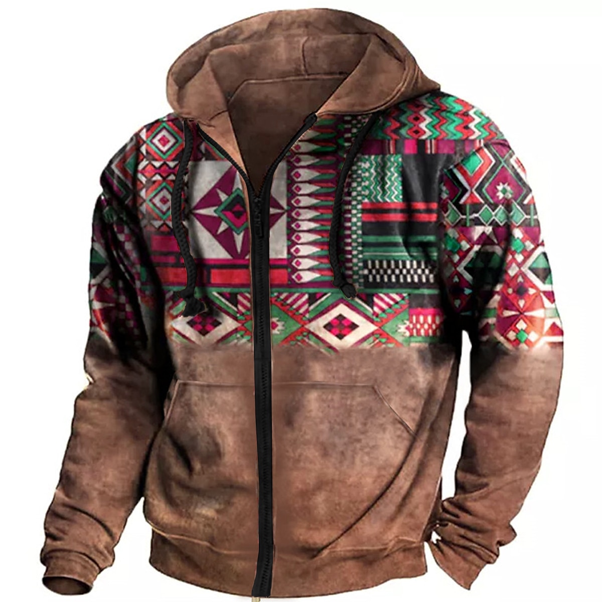 Geometric Graphic Full Zip Hoodie
