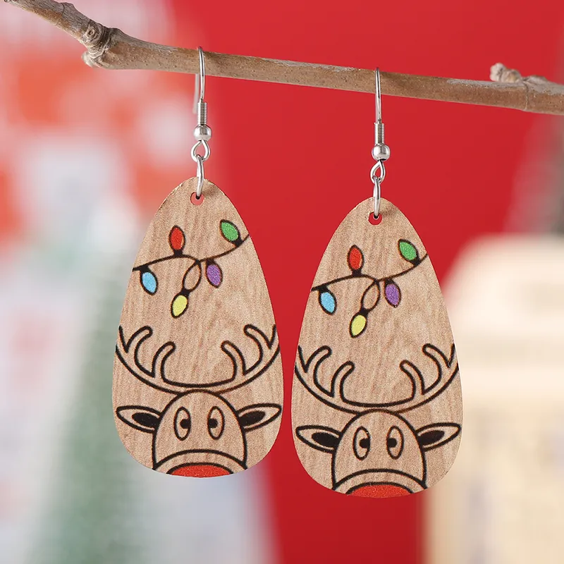 Christmas Reindeer Wood Earrings